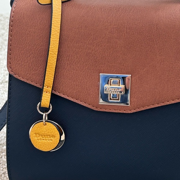 Dune London Women's Navy Blue Yellow and Brown Faux Leather Crossbody Purse New - Picture 3 of 9